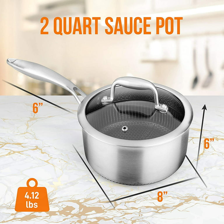 NutriChef 2 Quart Stainless Steel Sauce Cooking Pot with Glass Lid and  Handle, 1 Piece - Pay Less Super Markets