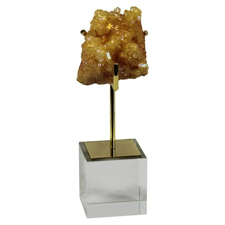 Golden Yellow Glass - Sagebrook Home Yellow Geode on Gold and Glass Base Decor