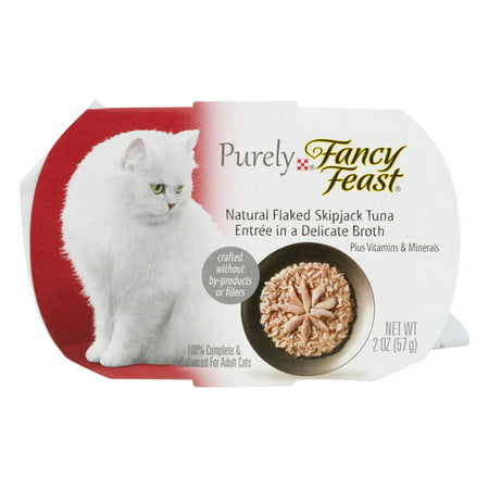 Purely Fancy Feast Cat Food Naturally Flaked Skipjack Tuna Entree in a Delicate Broth, 2.0 OZ