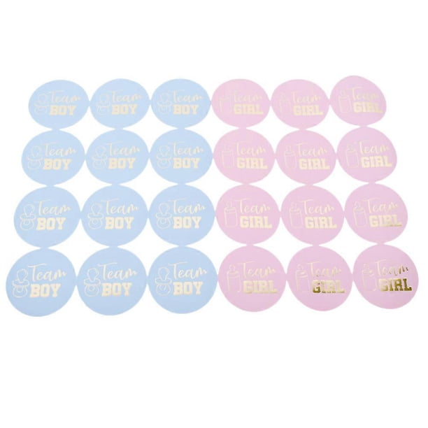 48 Pcs Boy Stickers Gender Reveal Party Stickers Circle Dot Decals Team Girl Gender Reveal Adhesive Sticker