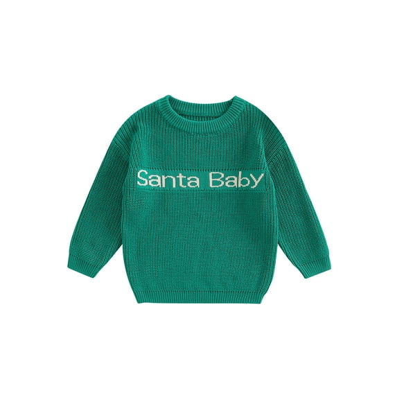 TSEXIEFOOFU Toddler Baby Christmas Sweater Letter Print Long-Sleeved Round Neck Loose Knitwear Autumn Winter Tops
