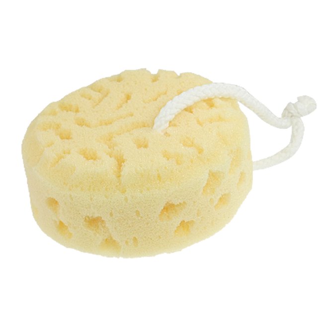 Esponja suave redonda de bucle para ducha beige
