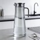 thumbnail image 1 of Jarra de agua fría a rayas acrílicas de plástico PC con tapa de acero inoxidable, gris marrón transparente, resistente al calor 1000ml 1200ml 1500ml para zumo de té helado, 1 of 6