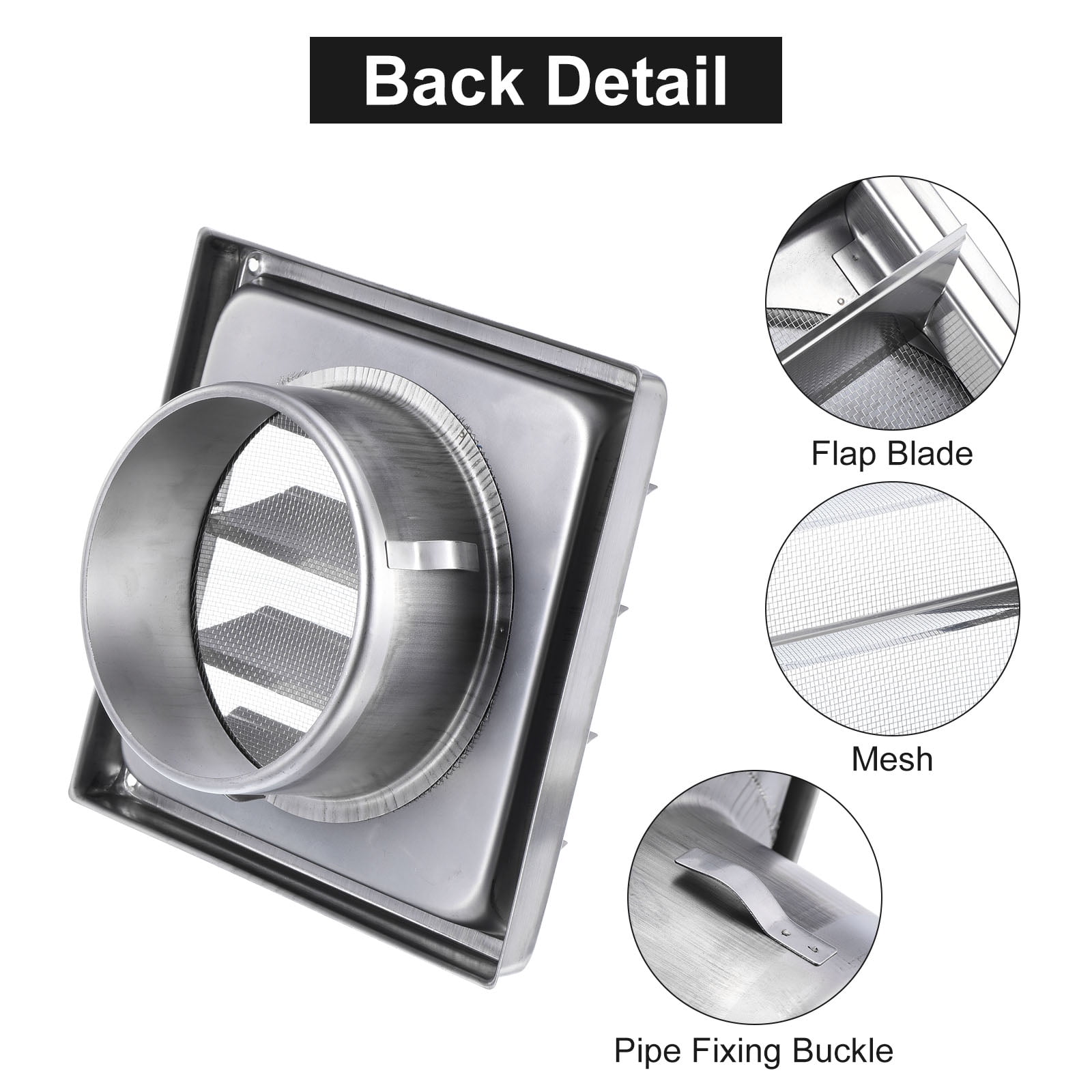 Uxcell 5" Dryer Vent Cover Stainless Steel Exterior Wall Outlet Vent Grille, Louvered with Moving Flap and Screen Mesh