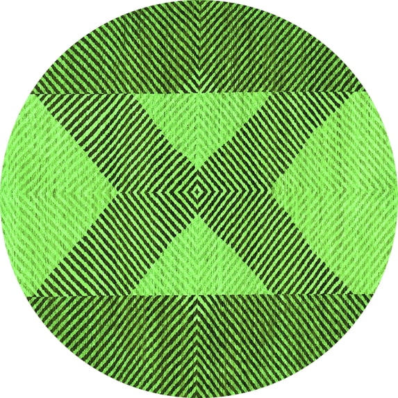 Ahgly Company Indoor Round Abstract Green Contemporary Area Rugs, 6' Round