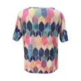 thumbnail image 4 of CHGBMOK Plus Size Crop Tops for Women Mode Col Rond Manches Courtes Imprimé T-Shirts Amples Blouse Été Plage Tops en Liquidation, 4 of 7