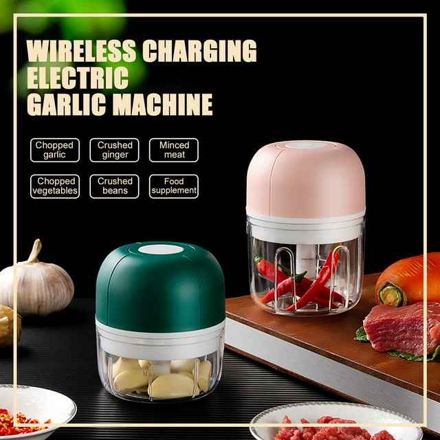 Xihbxyly Mini Picadora de Alimentos Inalámbrica, Cuchillas de Acero Inoxidable, Recargable Por Usb, Motor Silencioso, Pica Ajo, Verduras, Frutas, Jugos y Batidos, Fácil de Limpiar, Capacidad de 100 M