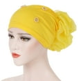 thumbnail image 4 of Yesbay Women Faux Pearl Flower Hat Hijab Hair Loss Head Scarf Turban Cap Wrap, 4 of 7