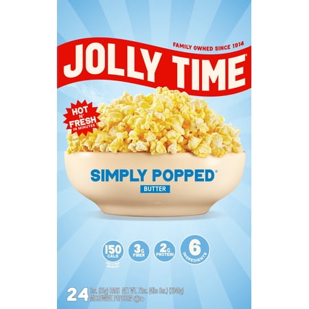 JOLLY TIME Simply Popped Natural Microwave Popcorn, 24 Ct (3 oz. Bags)