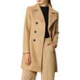 thumbnail image 1 of INSPIRE CHIC Women's Notched Lapel Double Breasted Mid Length Overcoat, 1 of 7