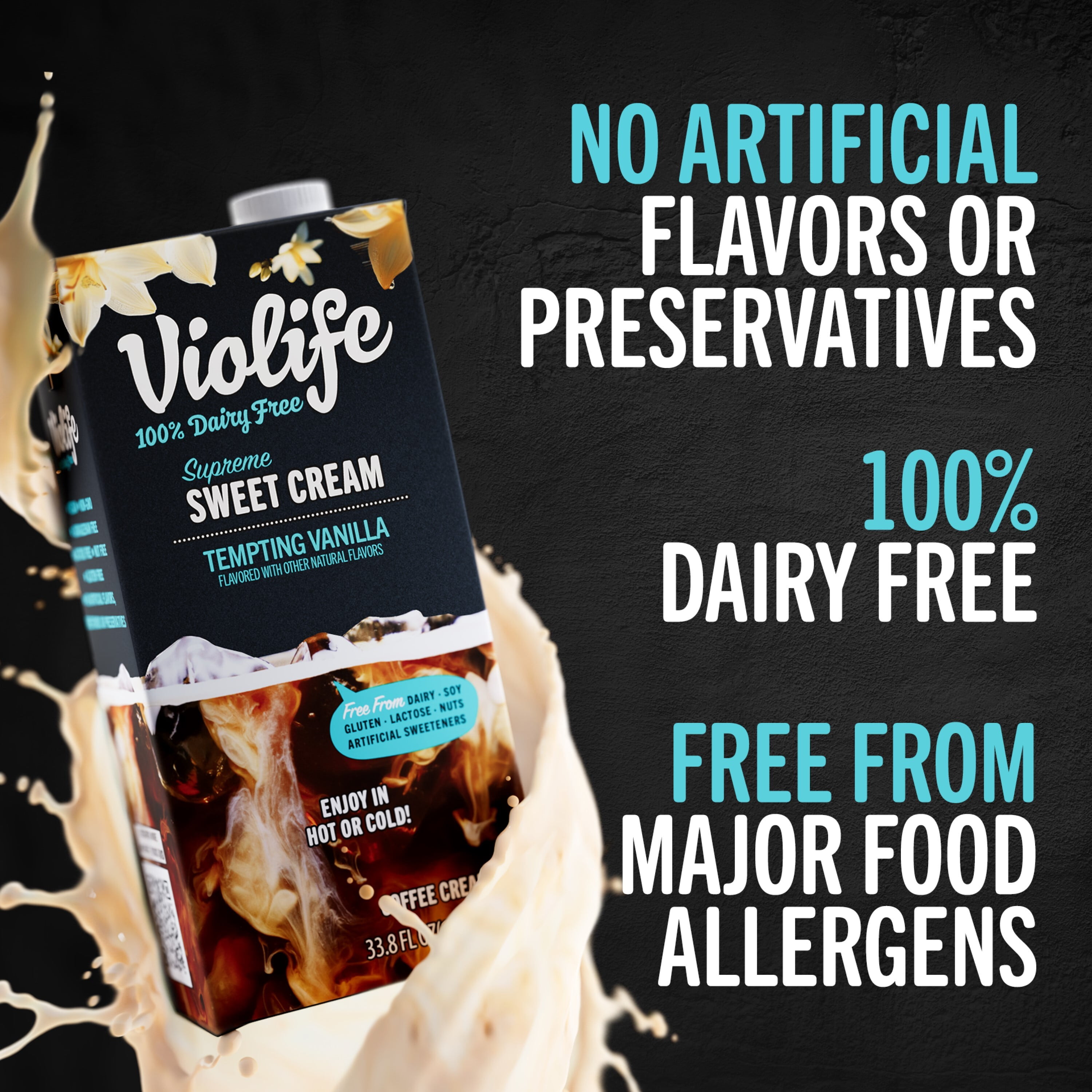 Violife Supreme Sweet Cream Vanilla Coffee Creamer, Dairy-Free, 1L (33.8oz)