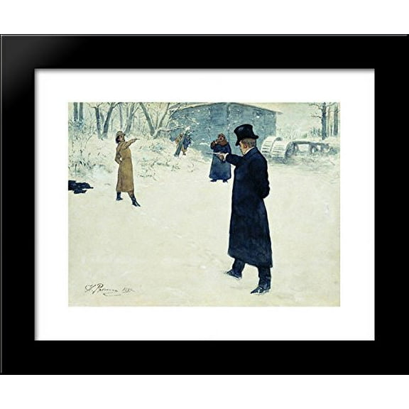 Duel between Onegin and Lenski 20x24 Framed Art Print by Repin, Ilya