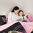 thumbnail image 5 of Homewish Cute Butterflies Queen Comforter Set,Flying Animal Bedding Sets,Pink Black Bedding Comforter Set For Girls Kids,Luxury Bedroom Decor Reversible,3pcs, 5 of 8
