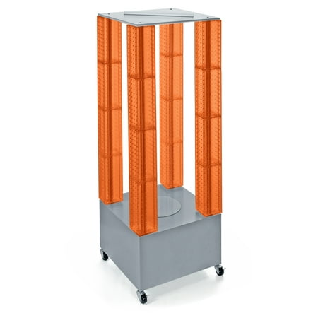 

Multi-Tower Pegboard Floor Display on Wheeled Base. Panel Size: 4”W x 48”H ORANGE