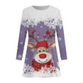 thumbnail image 4 of Christmas Dresses for Womens Holiday Dresses Christmas Womens Long Sleeve Crew Neck Deer Printed Soft Dress Fashion Party Swing Dress, 4 of 6