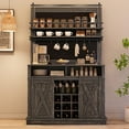thumbnail image 7 of Farmhouse Coffee Bar Cabinet with Sliding Barn Door,75"Tall Bar Cabinet Kitchen Buffet Sideboard with Rack,Easy Assembly, 7 of 7