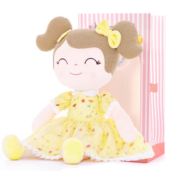 Gloveleya Baby Girl Gift Soft First Baby Doll Plush Doll Floral Amarillo 16 ""