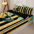 thumbnail image 3 of Homewish Green Ice Cream Drip Zipper Full Size Comforter Sets with Fitted Sheet and 2 Pillowcases,Baseball Sport Lover Zipper Bedding Set For Kids Boys,Black Reversible,4-Piece, 3 of 7