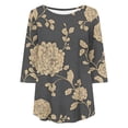 thumbnail image 5 of Sawvnm Summer Tops Plus Size Women's Fashion Loose Casual Printing 3/4 Sleeve T-Shirt Round Neck Plus Size Top Women Work Out Tops Gray 3XL, 5 of 5