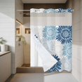 thumbnail image 4 of Navy Blue Blue Gray Sunflowers No Hook Shower Curtain with Snap in Liner Abstract Blooming Floral Waterproof Bathroom Shower Curtain with See Through Top Window for Bathtub 60" x 72", 4 of 9