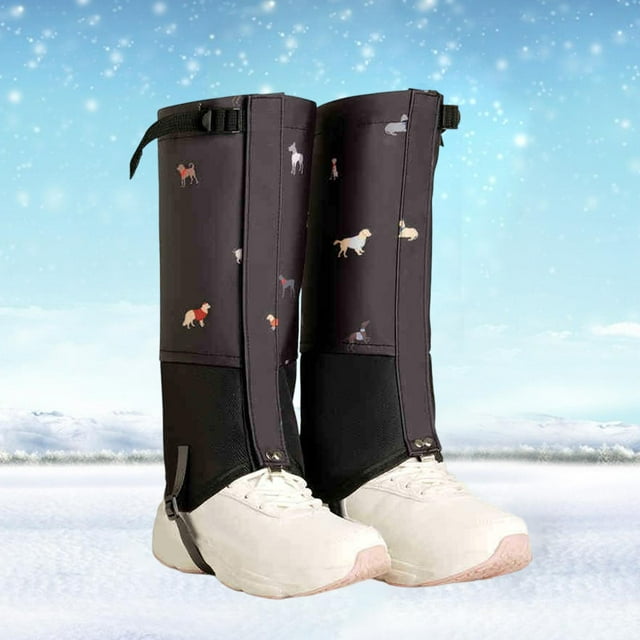 Polainas de nieve para piernas de niños, ajustables, para botas de senderismo, cubrezapatos de invierno negro