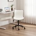 thumbnail image 4 of YOUNIKE Modern Office Chair with Wheels Adjustable Ergonomic Desk Task Chair in Mid-Back White PU Design, 4 of 8