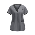 thumbnail image 1 of Tunique d'Infirmière à Col en V, Vêtement de Protection pour Femmes, Mode Décontractée à Manches Courtes, Tenue de Travail pour Soignantes en Clinique, 1 of 6