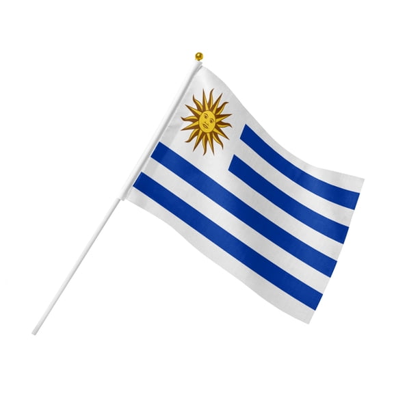 Uruguayan Handheld Flag 5.5x8.2 Inch - 6 Pack, Mini Uruguay Stick Flags for Parades, Sports Events, and Decorations