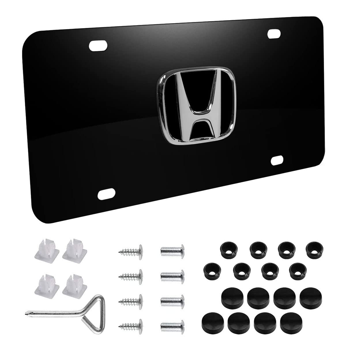 3D Chrome Stainless Steel Front License Plate for Honda, License Plate