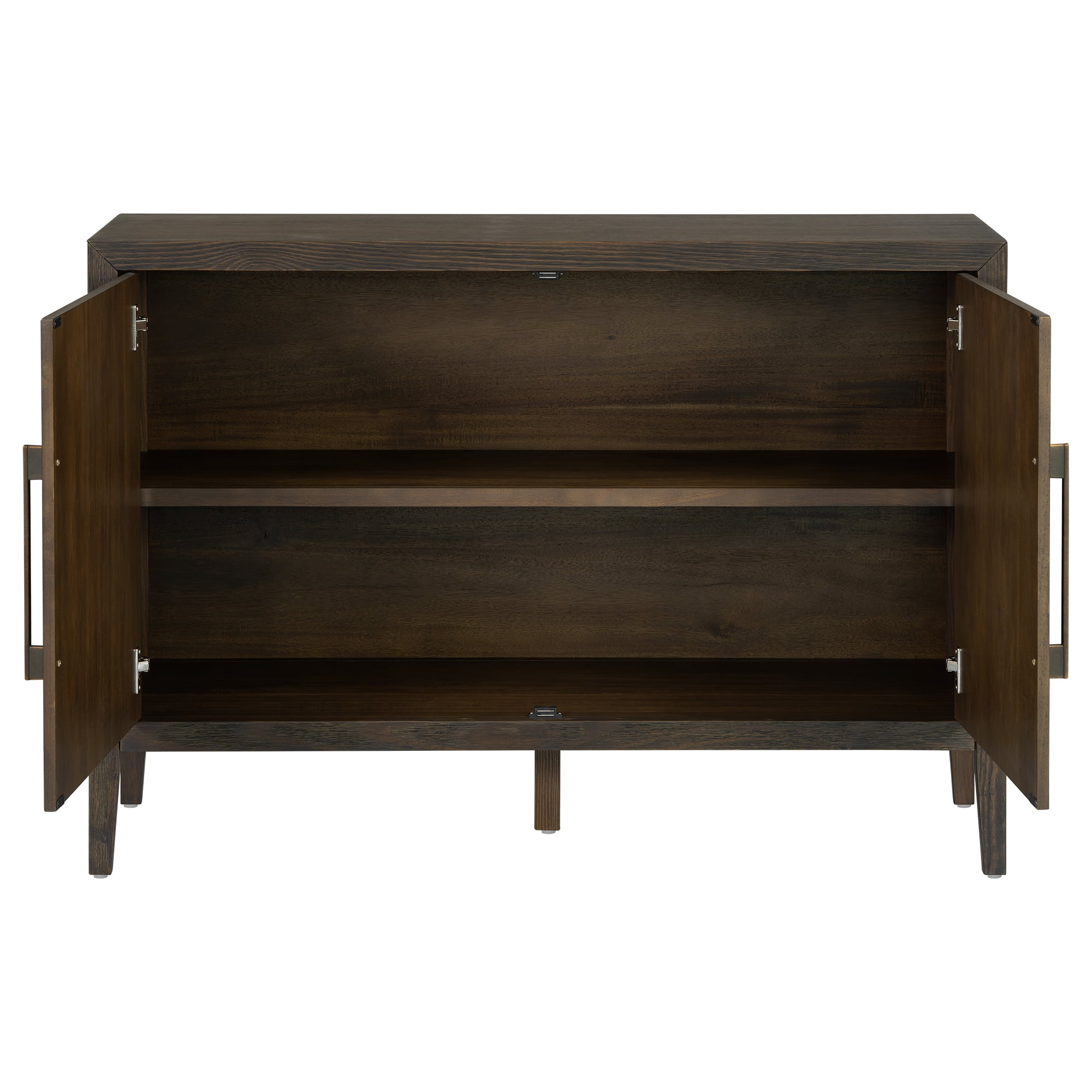 Euroco 47.25" Sideboard Buffet Cabinet, Wooden Coffee Bar Cabinet with Metal Handles & Adjustable Feet,Farmhouse Kitchen Storage Cabinet for Living Room,Dark Brown