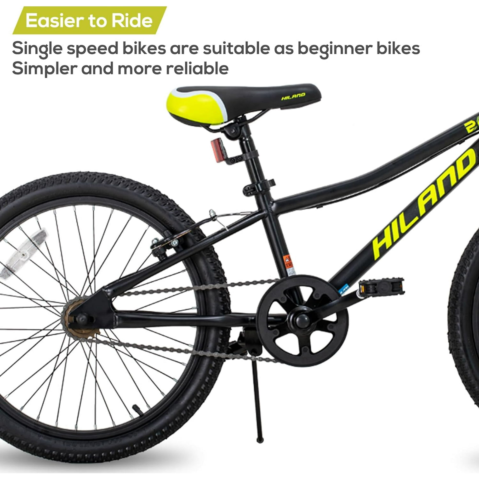 Hiland 20 Inch Kids Mountain Bike For Girls Boys With Dual Handbrakes Kickstand Black Black 20 Inch