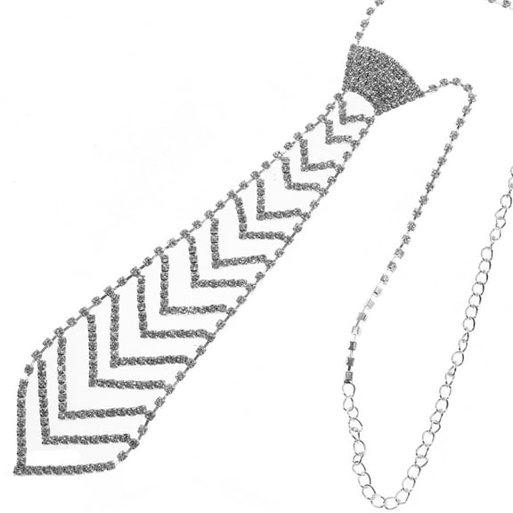 IBASETOY Costume Jewellery For Women Necklace Silver 1Set Sparkly Tie Shape Jewelry