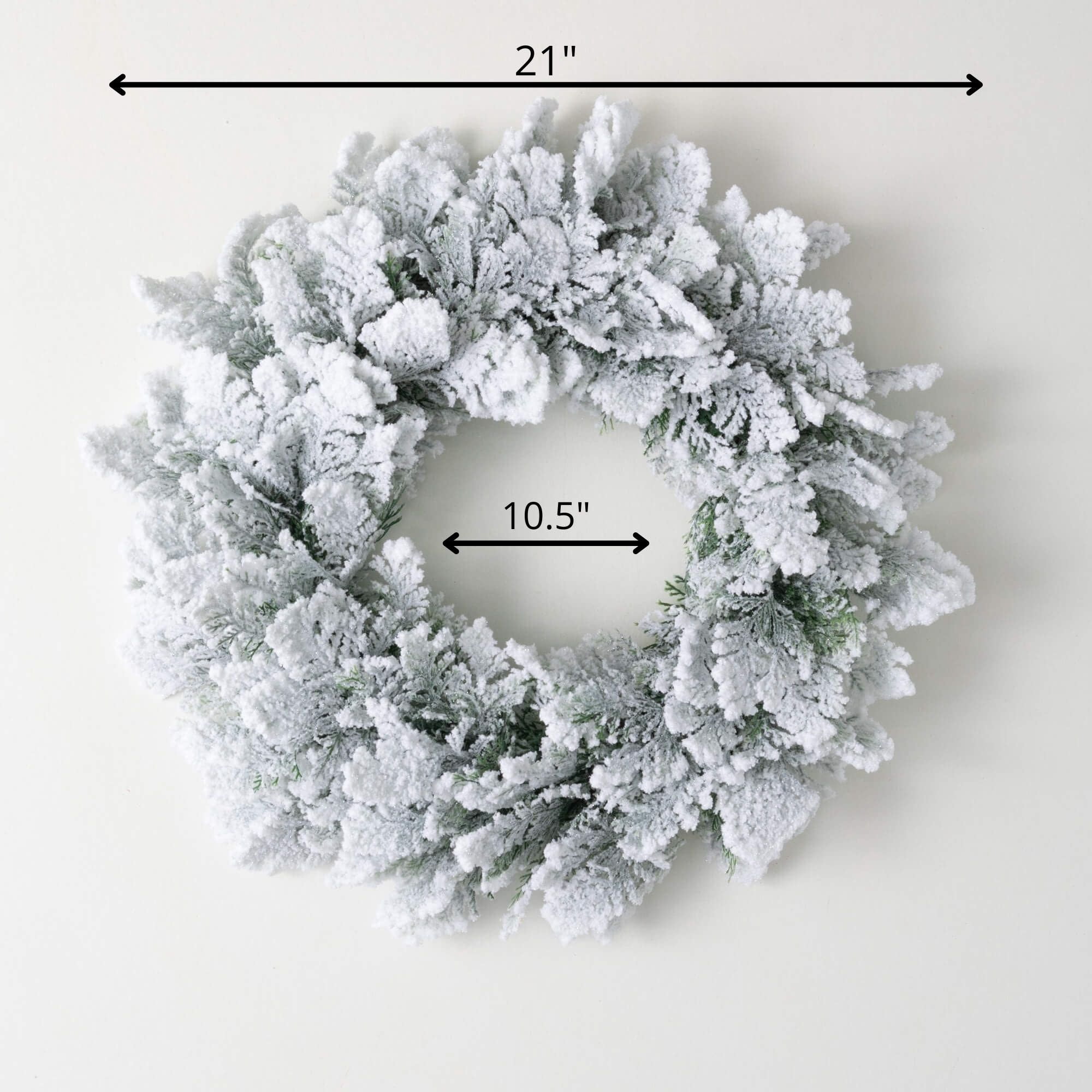 21"H Sullivans Artificial Snowy Cedar Christmas Wreath, Green-White