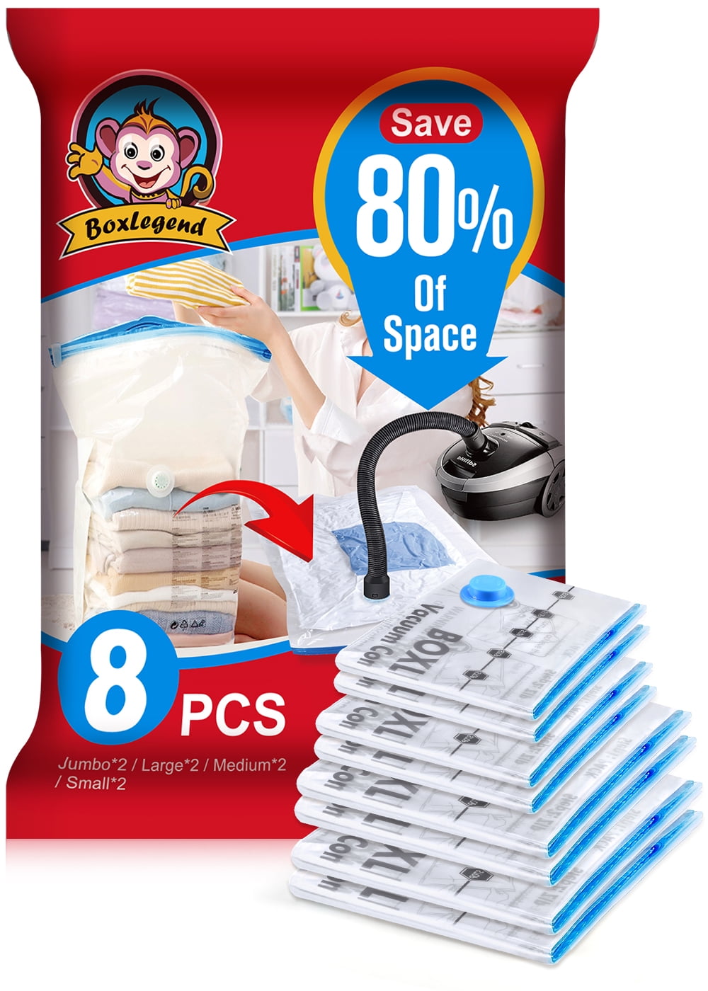 8 Pack Vacuum Storage Bags Variety Space Saver Bag Vacuum Sealer Bags