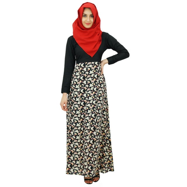 Bimba Ladies Maxi Muslim Abaya Rayon Dress Jilbab With Cotton Hijab