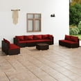 thumbnail image 1 of vidaXL Ensemble de Salon de Jardin 9 Pcs avec Coussins en Rotin Poly Brun, 1 of 5