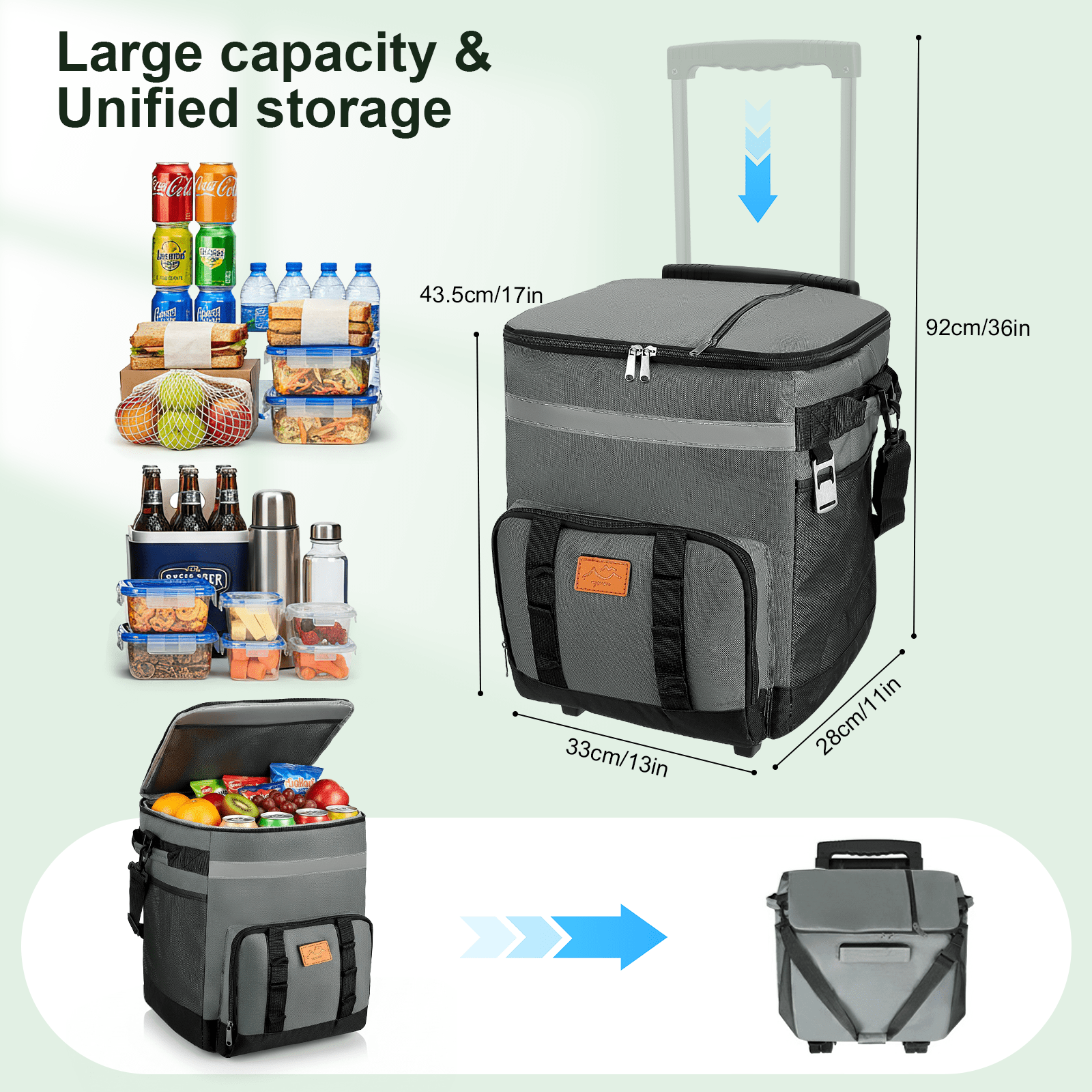 AMTPM Cool Bag 35L Insulated Cooler Bag Waterproof Picnic Thermal Bag For Camping, Travel, Grocery Shopping & Fishing