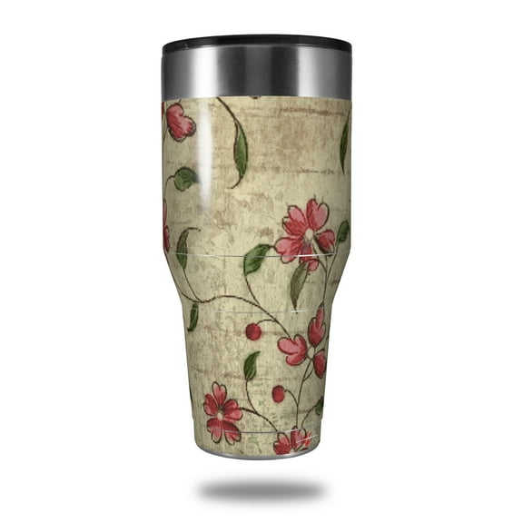Skin Decal Wrap for Walmart Ozark Trail Tumblers 40oz Flowers and Berries Red (TUMBLER NOT INCLUDED) by WraptorSkinz