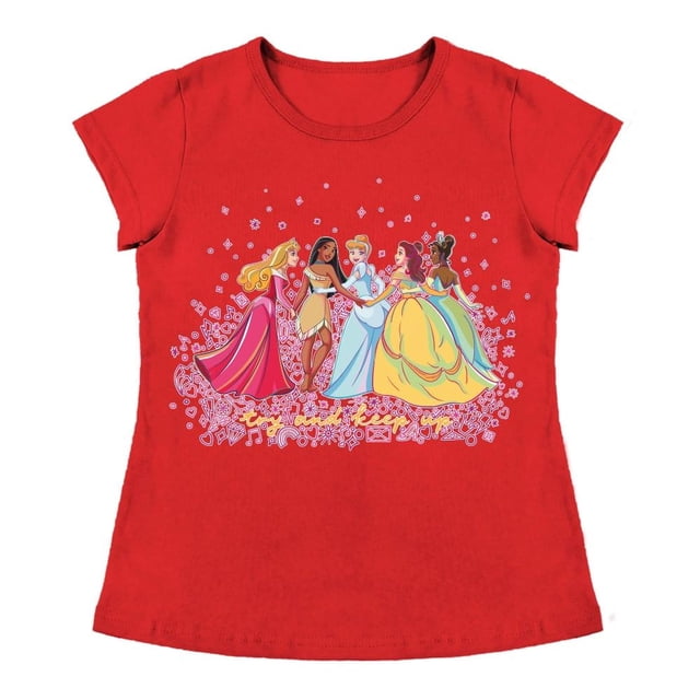 Playera Para Niña Disney Princesas Cuello Redondo Manga Corta Talla 4 Rojo