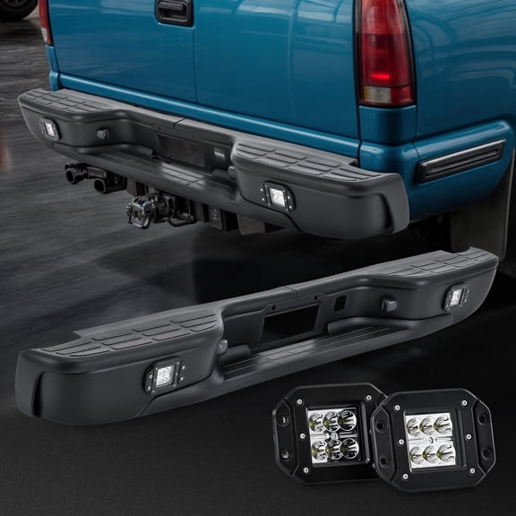 Rear Bumper Assembly for 1999-2007 Chevy Silverado GMC with LED Lights Black
