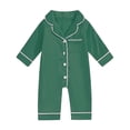 thumbnail image 3 of Nwiuh Newborn Baby Boy Girl Silk Pajamas Romper Long Sleeve Button Down Satin One Piece Onesie Pjs Infant Sleepwears (Green, 0-3 Months), 3 of 3