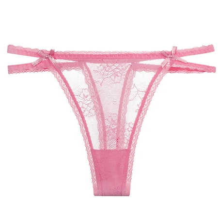 

XFLWAM Sexy Women Thongs Lace Underwear Stretch Low Waist Hipster Bikini Panties G-string Brief Underpants Pink L