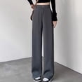 thumbnail image 2 of Pantalones de traje drapeados para mujer, pantalones casuales adelgazantes de cintura alta, rectos y estrechos de pierna ancha para primavera y otoño, 2 of 6