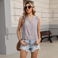 thumbnail image 6 of Hollow Out Embroidered Boho Shirts for Women Cotton Linen Tank Tops Sleeveless V Neck Loose Beach Vacation Tops, Camel M, 6 of 6