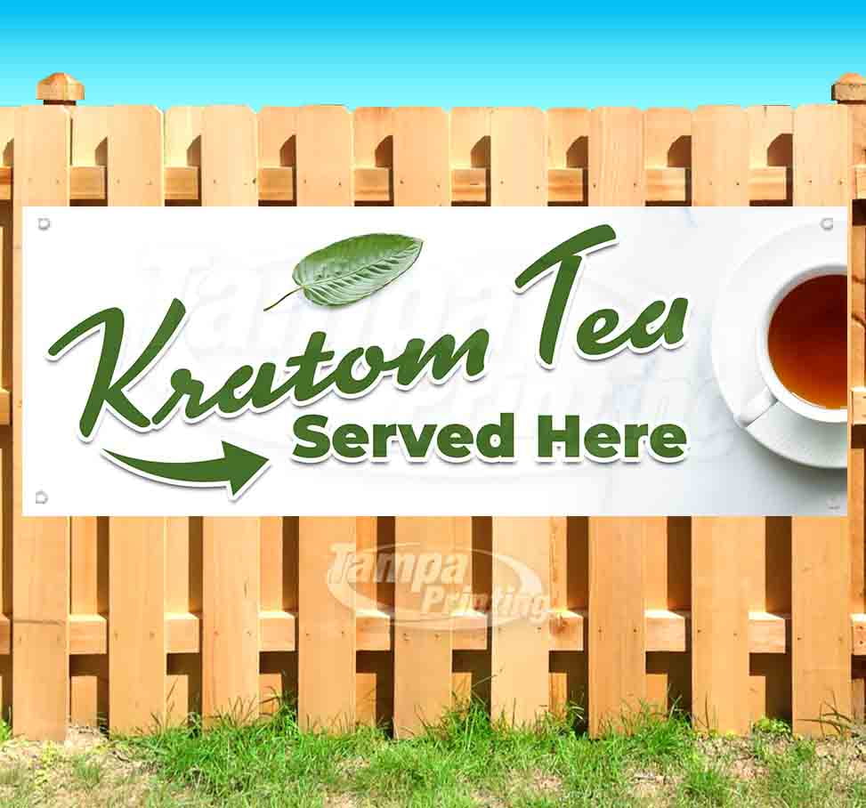 KRATOM Sold HERE Store New 13 oz Heavy Duty Vinyl Banner Sign with Metal Grommets Advertising Many Sizes Available Flag, 