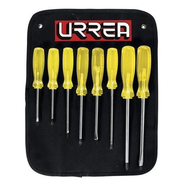 Juego De 8 Destornilladores Ámbar Combinado 9600d Urrea Urrea 9600D