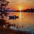 thumbnail image 5 of Pratyus Sunset Boats Impressionist Painting Modern Waterproof Shower Curtain for Country Cottage & Farmhouse Bathroom Decor 100% Polyester Fiber with Hooks 69x72, 5 of 7
