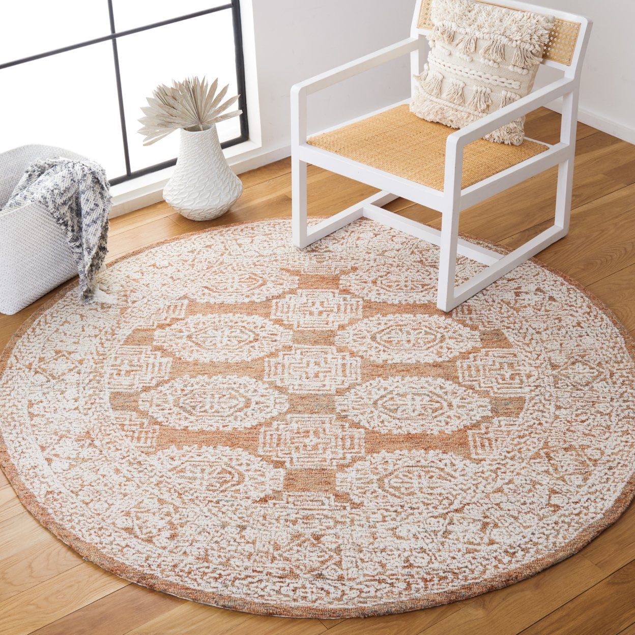 SAFAVIEH Metro Leontyne Geometric Area Rug, Natural/Rust, 4' x 6'