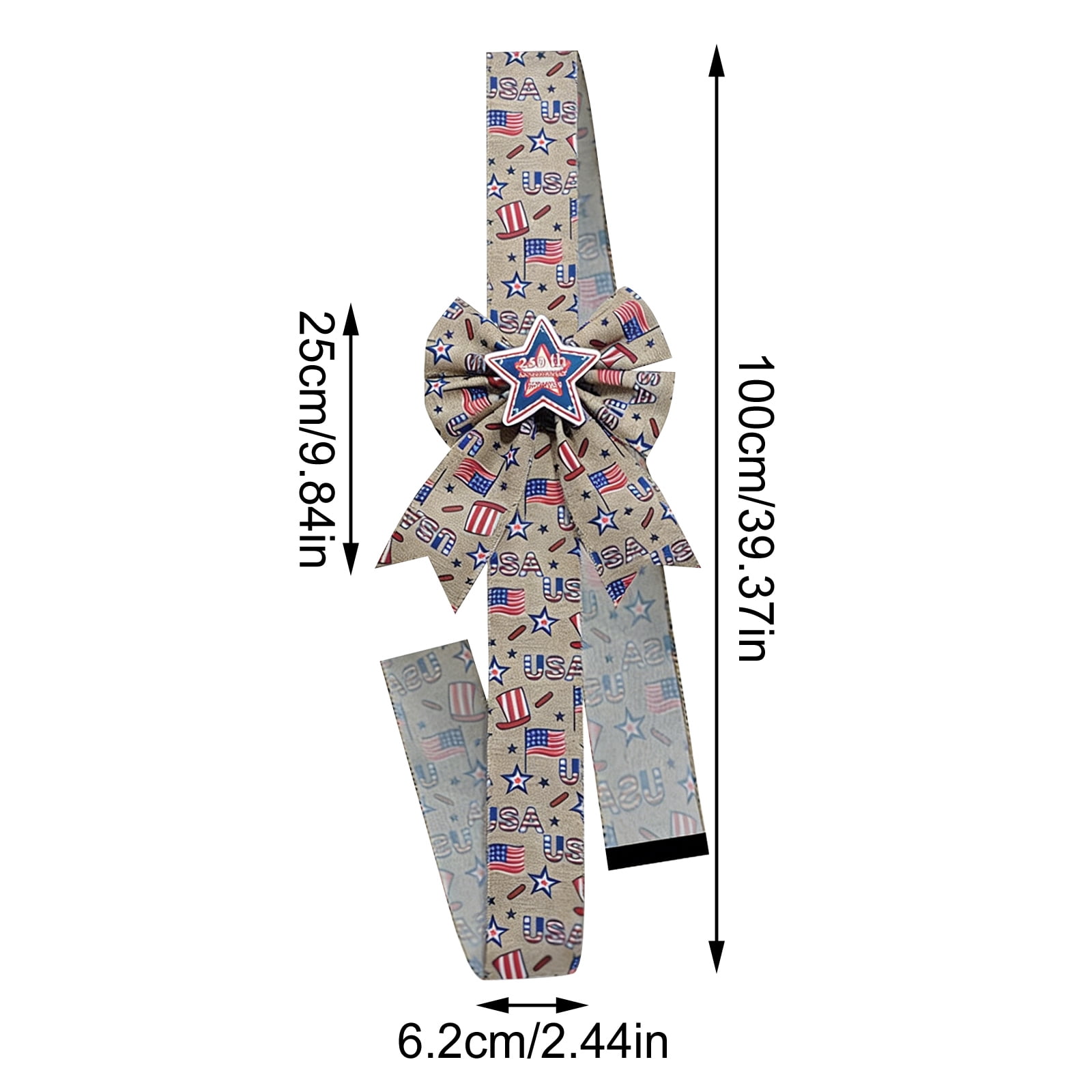 4th of July Burlap Patriotic Cabinet Ribbon – with Bows and Stars Red White Blue Rustic Hanging Decor for Kitchen, Supplies for Independence Day, 250th Anniversary