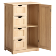 thumbnail image 6 of GZXS Floor Storage Cabinet, Bathroom Cabinet with Door and 4 Drawers, Freestanding Pantry Cabinet with Adjustable Shelf for Living Room, Kitchen, Entryway, Easy Assembly, Natural, 6 of 11